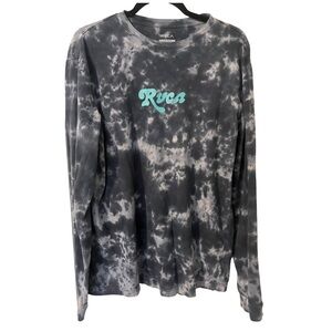 RVCA TIE DYE Palm Tree Graphic Long Sleeve Shirt Men's Regular Fit Size Large